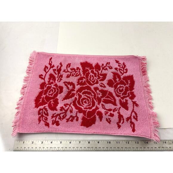 VTG 5x Cotton Blend Towel Soft Pink Red Floral Bath Hand Towels Reversible - Picture 2 of 7